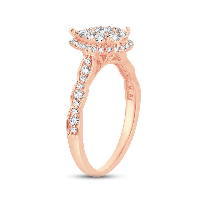 Diamond Engagement Ring 5/8 ct tw Round-cut Rose Gold Plated