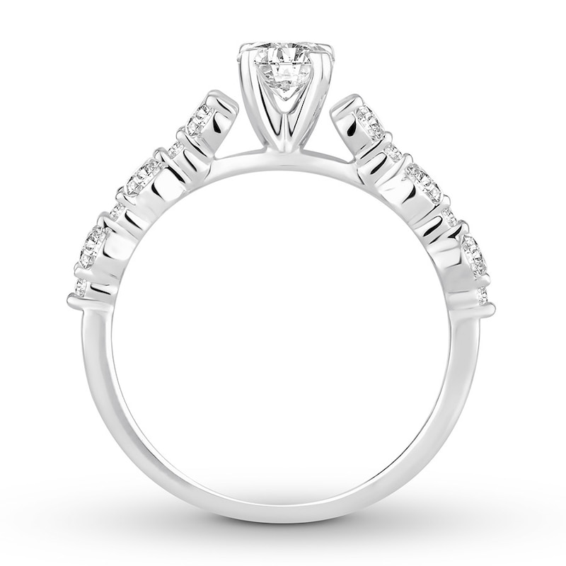 Diamond Engagement Ring 7/8 ct tw Round-cut White Gold Plated