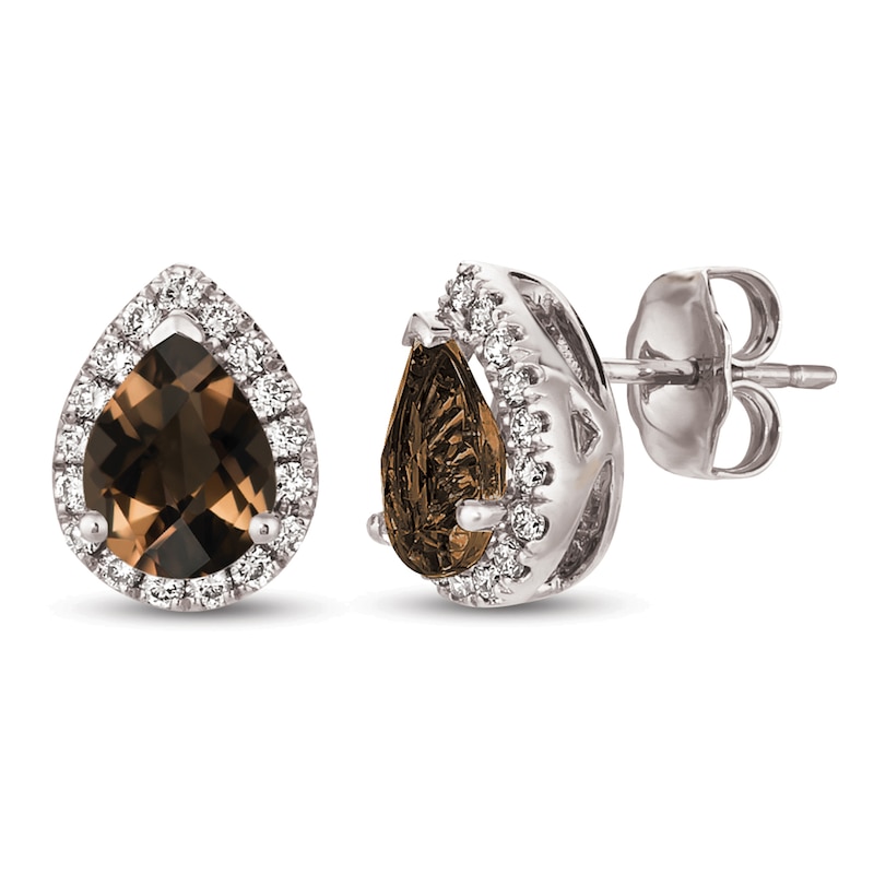 Le Vian Quartz & Diamond Earrings 1/4 ct tw Vanilla Gold Plated