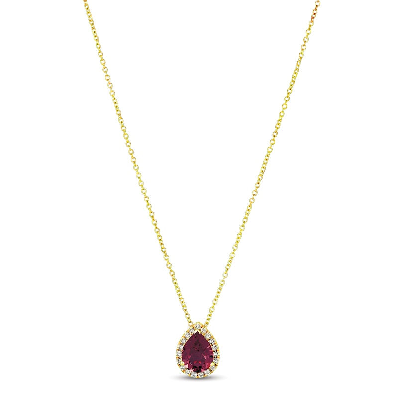 Le Vian Rhodolite & Diamond Necklace 1/8 ct tw Honey Gold Plated 18"