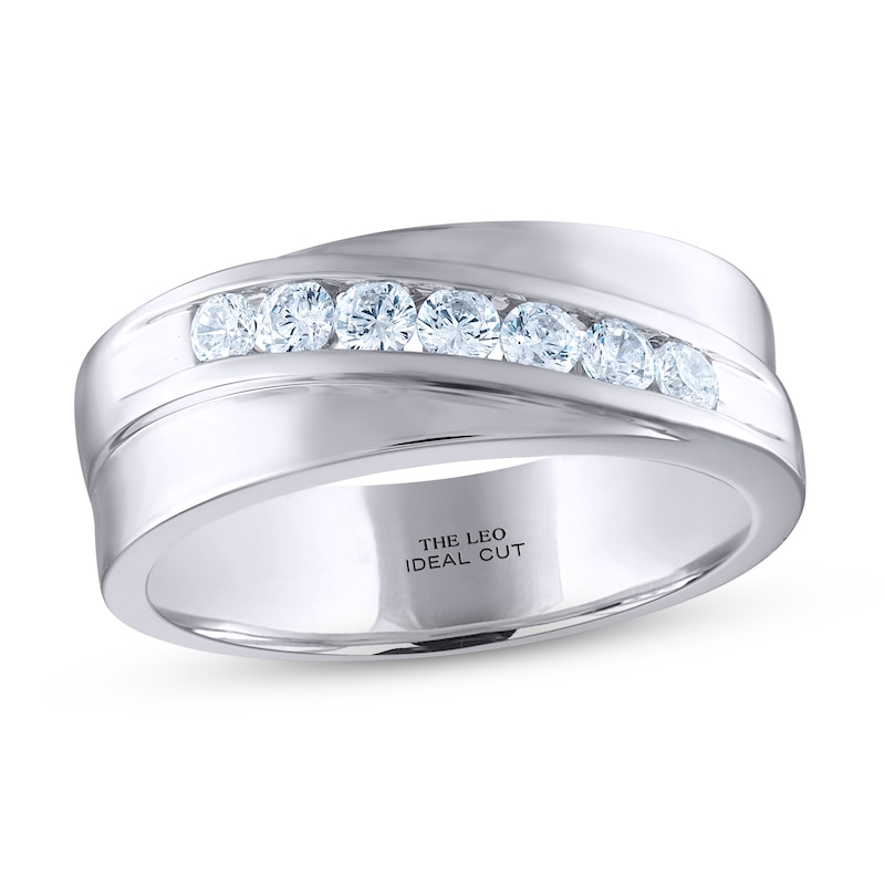 Men's THE LEO Ideal Cut Diamond Wedding Band 1/2 ct tw White Gold Plated