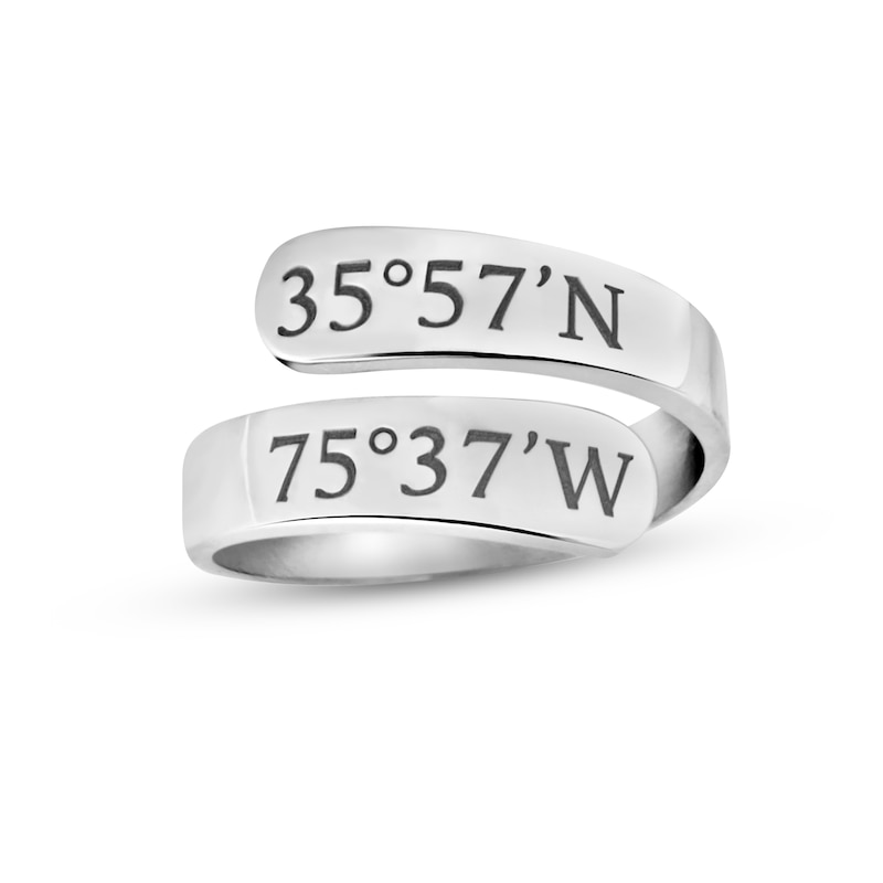 Coordinates Wrap Ring White Gold Plated