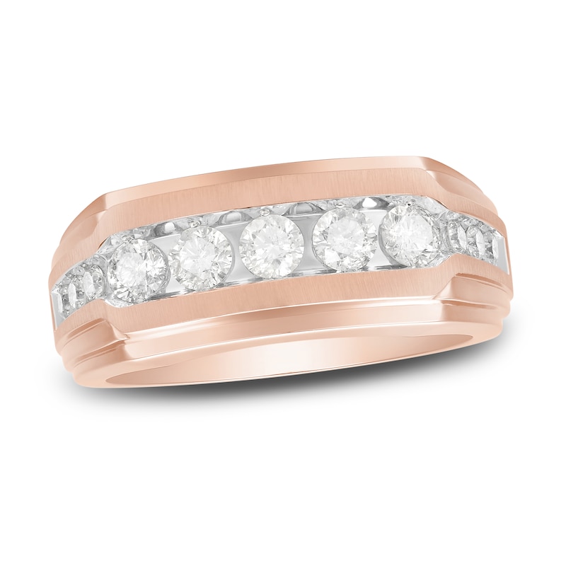 Men's Diamond Wedding Band 1 ct tw Round-cut Rose Gold Plated