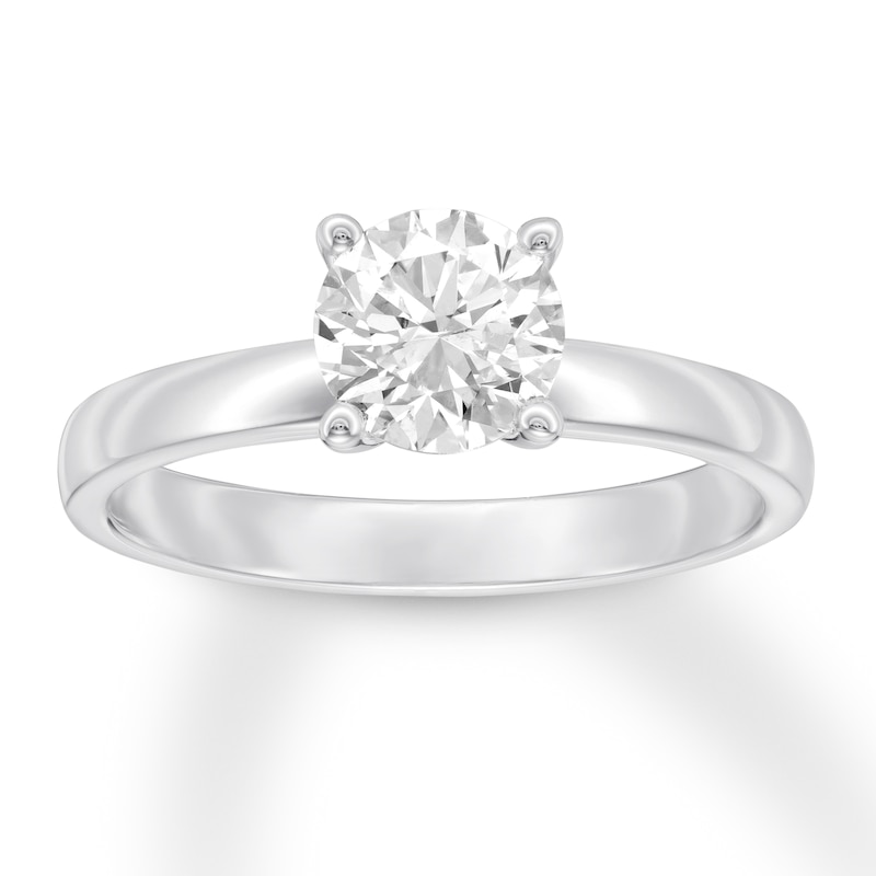 Certified Diamond Solitaire Ring 1 ct Round White Gold Plated