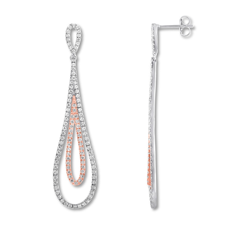 Diamond Earrings 2 ct tw Round-cut Two-Tone Gold Plated