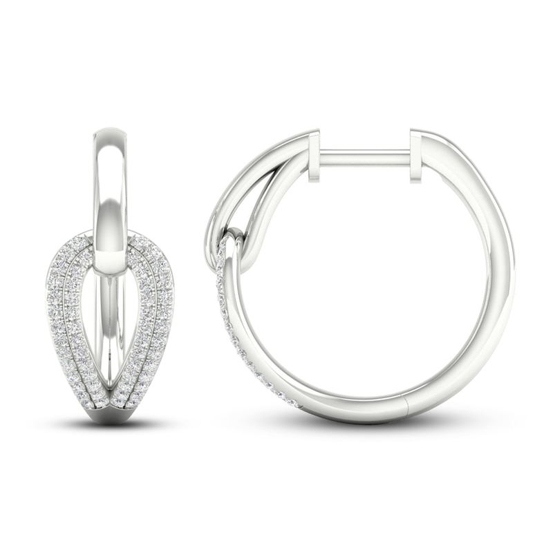 Love + Be Loved Diamond Hoop Earrings 1/4 ct tw White Gold Plated
