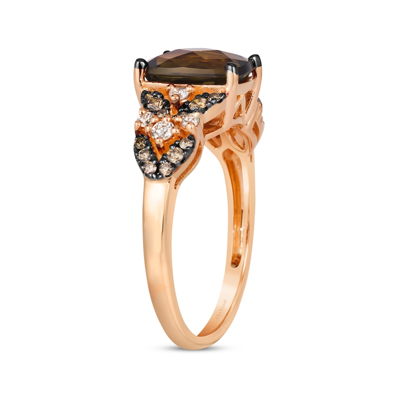 Le Vian Venetian Mosaic Chocolate Quartz Ring 3/8 ct tw Diamonds Strawberry Gold Plated