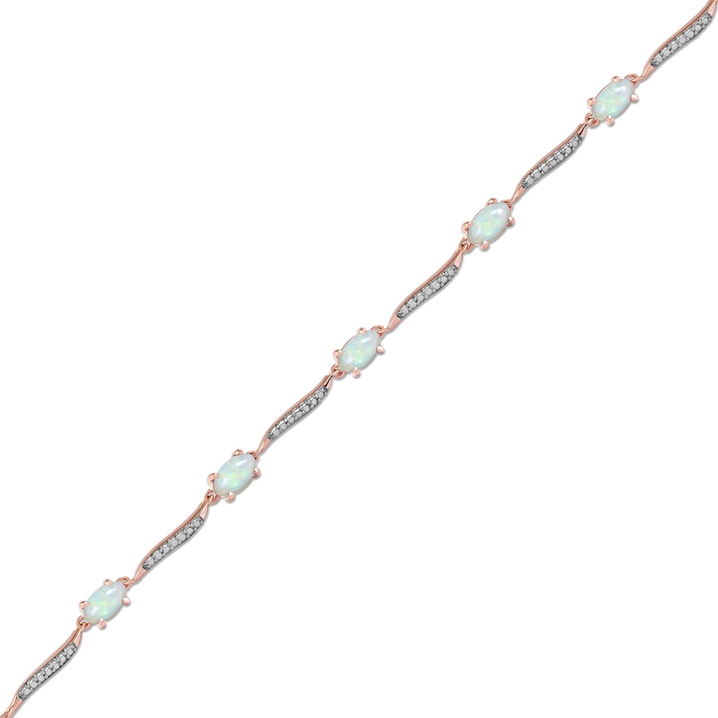 Ethiopian Opal & Diamond Bracelet Rose Gold Plated 7.25"