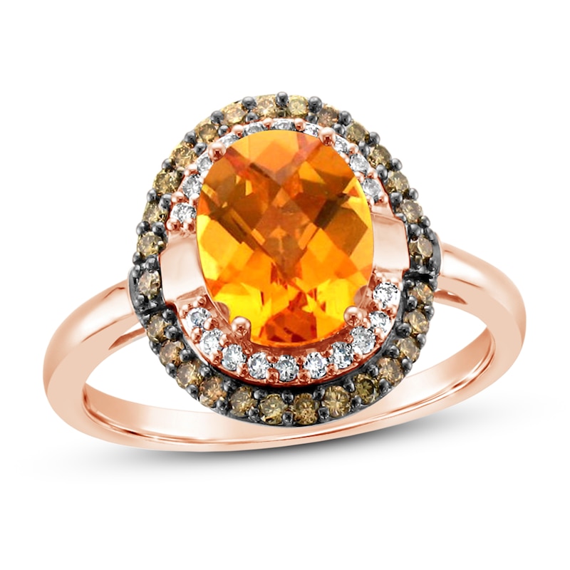 Le Vian Citrine Ring 1/3 ct tw Diamonds Strawberry Gold Plated