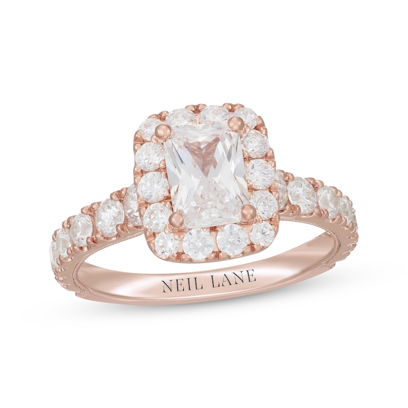 Neil Lane Radiant-Cut Diamond Engagement Ring 2 1/4 ct tw Rose Gold Plated