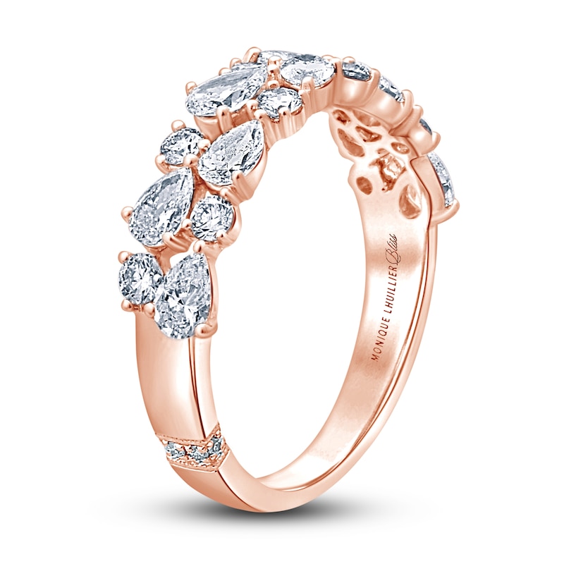 Monique Lhuillier Bliss Diamond Wedding Band 1-1/4 ct tw Pear & Round-cut Rose Gold Plated