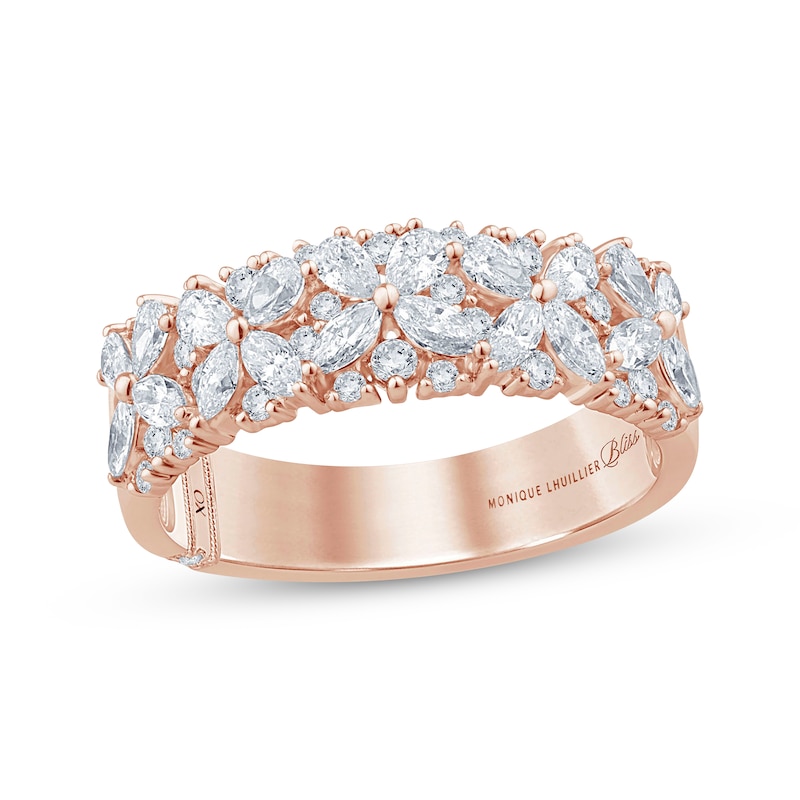 Monique Lhuillier Bliss Pear-Shaped, Marquise & Round-Cut Diamond Anniversary Ring 1 ct tw Rose Gold Plated