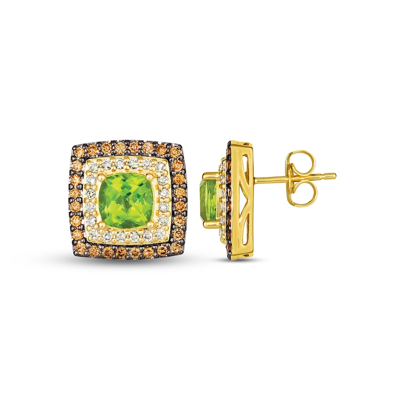 Le Vian Peridot Earrings 3/4 ct tw Diamonds Honey Gold Plated