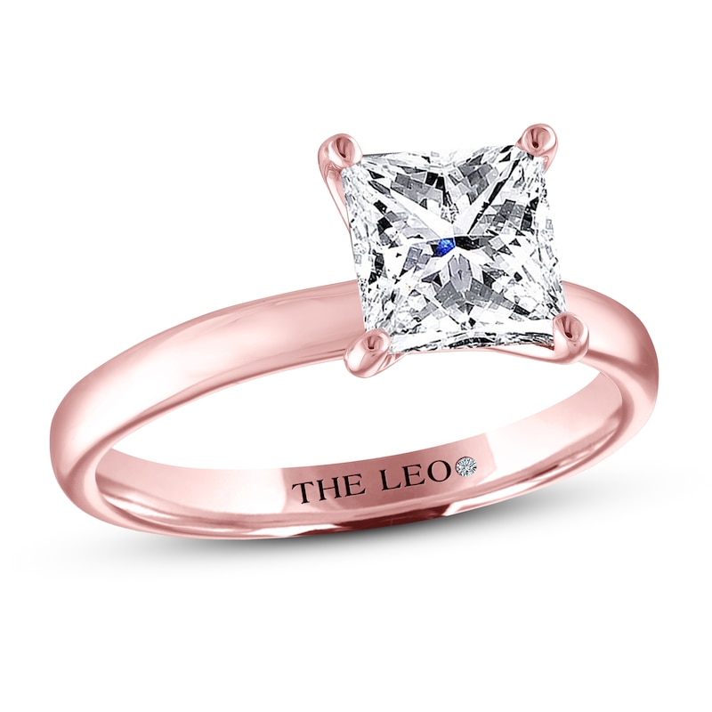 THE LEO Artisan Diamond Solitaire Engagement Ring 2 ct tw Princess-cut Rose Gold Plated