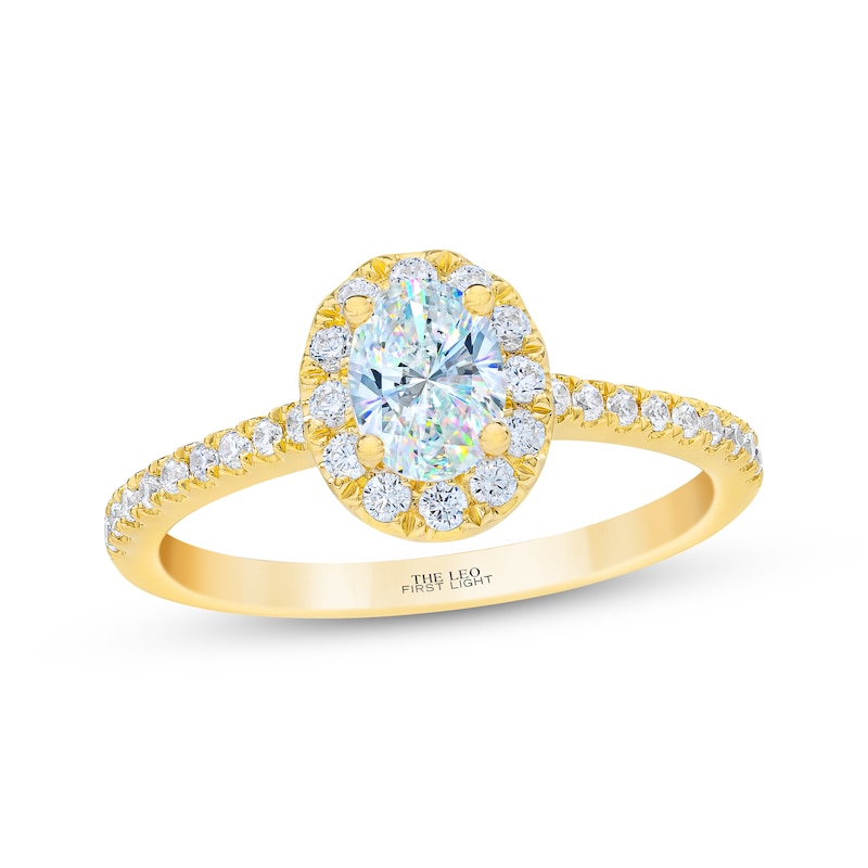THE LEO First Light Diamond Oval & Round-Cut Engagement Ring 3/4 ct tw Yellow Gold Plated