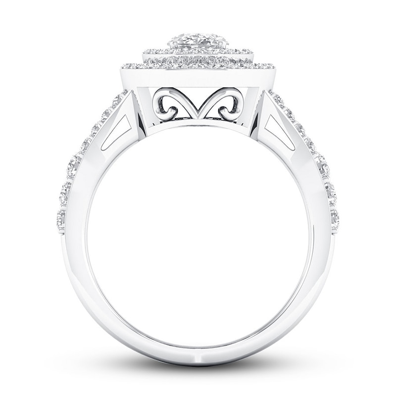 Certified Diamond Engagement Ring 3/4 ct tw White Gold Plated