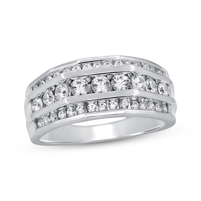 Men's Diamond Wedding Ring 1-1/2 ct tw White Gold Plated