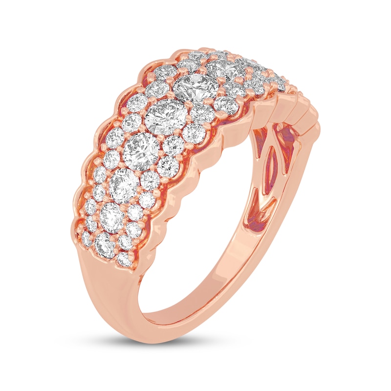 Round-Cut Diamond Scallop-Edged Anniversary Band 1-1/2 ct tw Rose Gold Plated