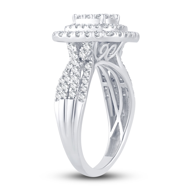 Multi-Diamond Engagement Ring 1 ct tw Round-cut White Gold Plated