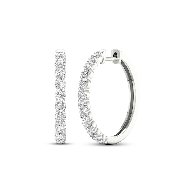 Lab-Created Diamonds by Hoop Earrings 2 ct tw White Gold Plated
