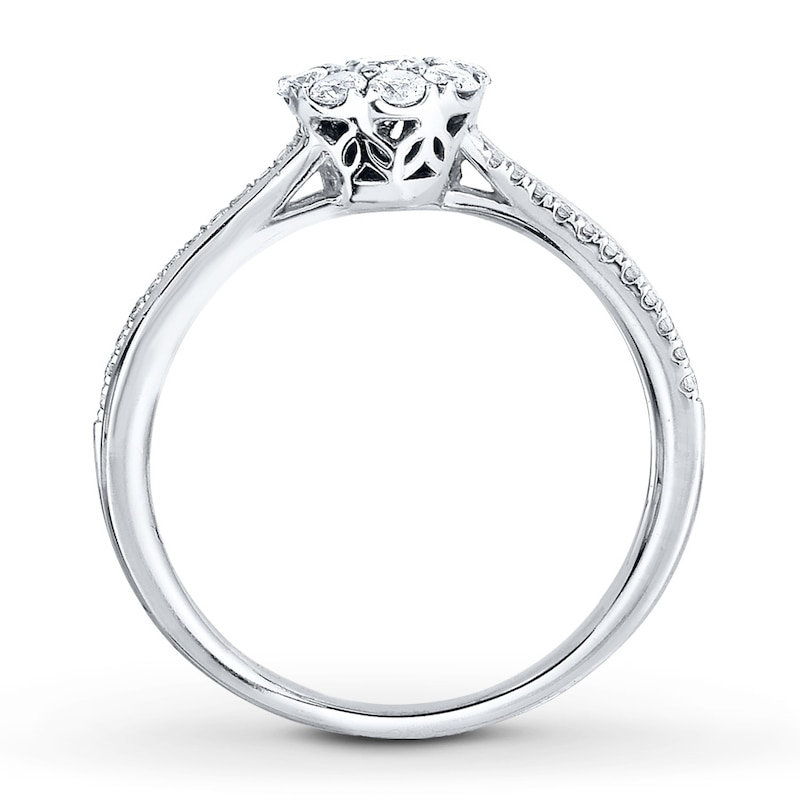 Diamond Engagement Ring 1/2 ct tw Round-Cut White Gold Plated