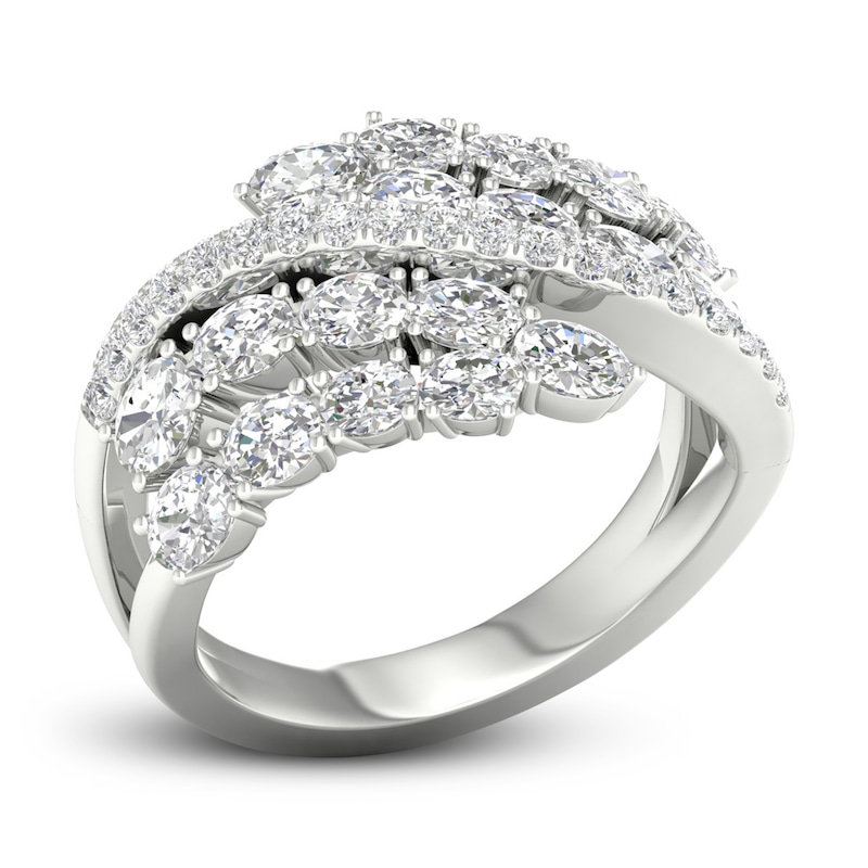 Diamond Bypass Ring 2-1/4 ct tw Oval & Round-cut White Gold Plated
