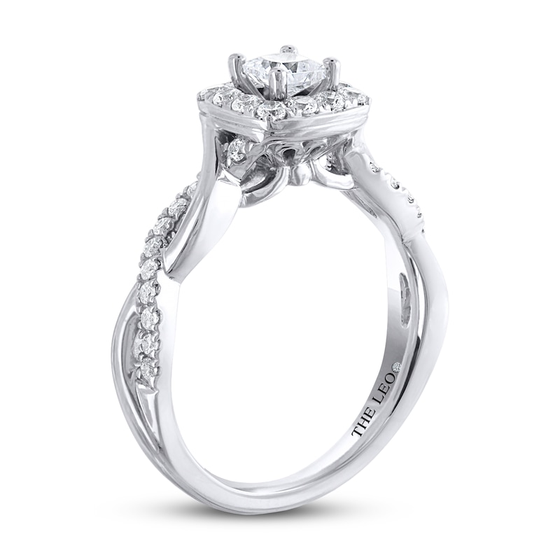 THE LEO Diamond Engagement Ring 3/4 ct tw Princess & Round-cut White Gold Plated