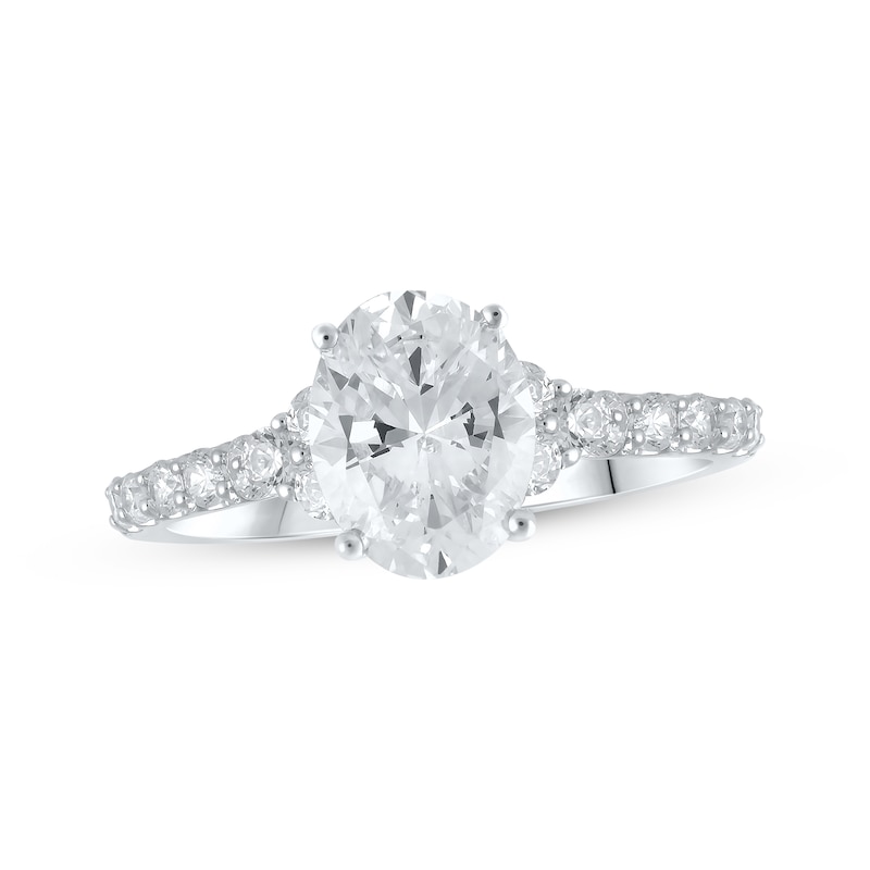 Lab-Created Diamonds by Oval-Cut Engagement Ring 2 ct tw White Gold Plated