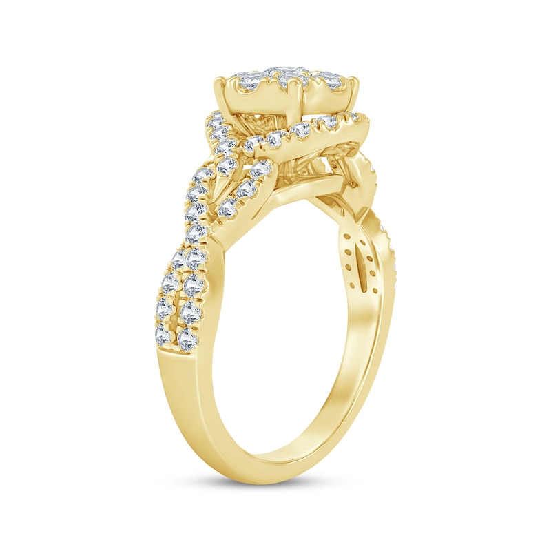 Diamond Engagement Ring 1 ct tw Round-cut Yellow Gold Plated