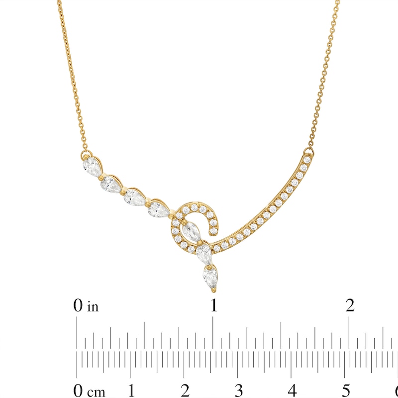 Diamond Swirl Necklace 1 ct tw Pear & Round-cut Yellow Gold Plated 18"