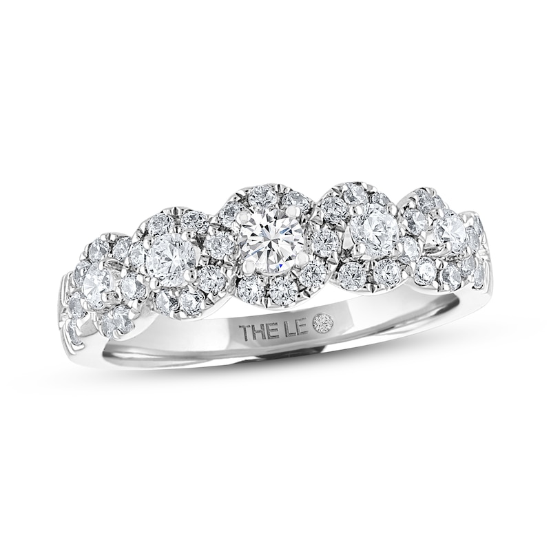 Leo Diamond Anniversary Ring 3/4 ct tw Round-cut White Gold Plated