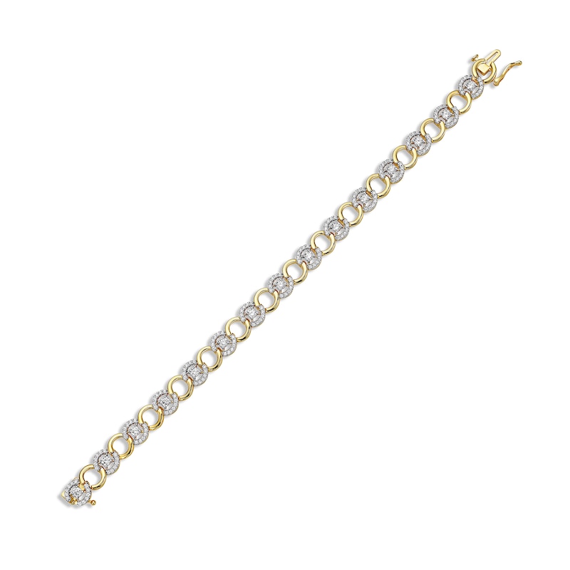 Lab-Created Diamonds by Circle Link Bracelet 2 ct tw Yellow Gold Plated 7"