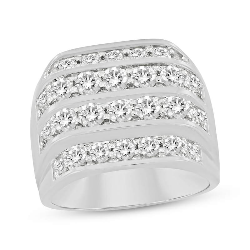 Men's Diamond Four-Row Angled Ring 3 ct tw White Gold Plated
