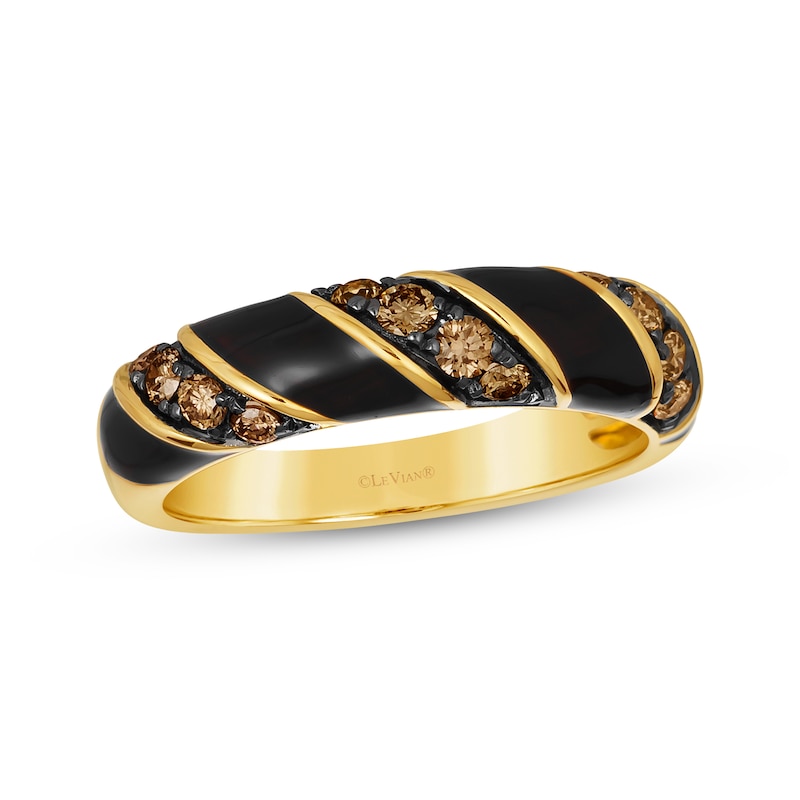 Le Vian Diamond Enamel Ring 3/8 ct tw Honey Gold Plated