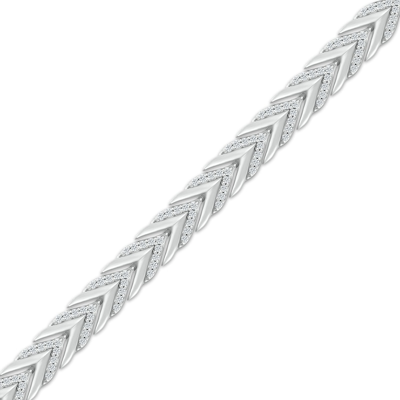 Round-Cut Diamond Chevron Tennis Bracelet 1 ct tw Silver Plated 7.25”