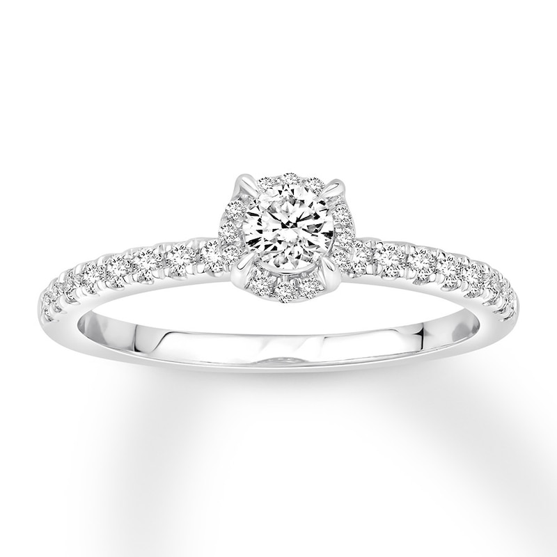 Diamond Engagement Ring 1/2 ct tw Round-cut White Gold Plated