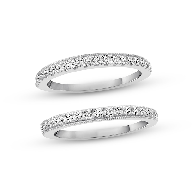 Diamond Wedding Bands 1/2 ct tw Round-cut White Gold Plated