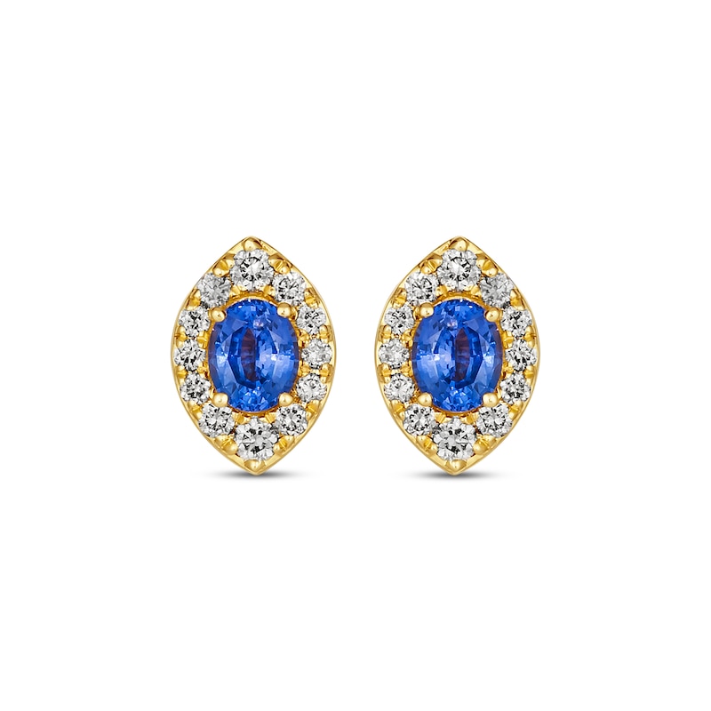 Le Vian Oval-Cut Blue Sapphire Earrings 1/3 ct tw Diamonds Honey Gold Plated