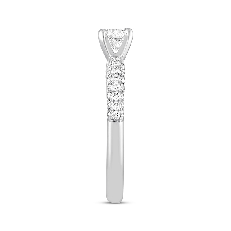 Diamond Engagement Ring 7/8 ct tw Round-cut White Gold Plated