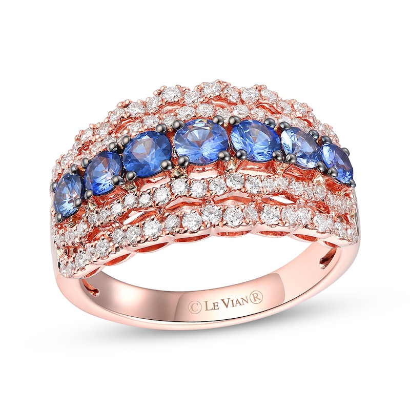 Le Vian Round-Cut Sapphire Ring 5/8 ct tw Diamonds Strawberry Gold Plated