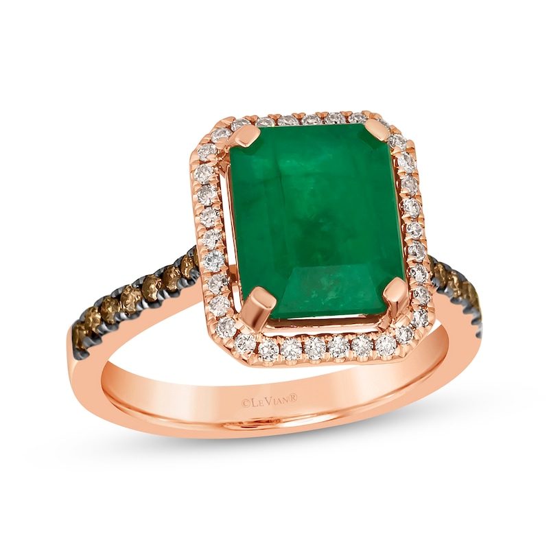 Le Vian Emerald-Cut Emerald Ring 3/8 ct tw Diamonds Strawberry Gold Plated