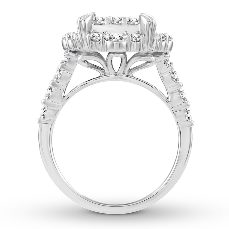 Diamond Engagement Ring 2-1/5 ct tw Round-cut White Gold Plated