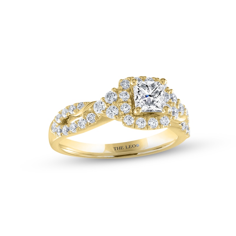 THE LEO Diamond Engagement Ring 1-1/8 ct tw Princess & Round-cut Yellow Gold Plated