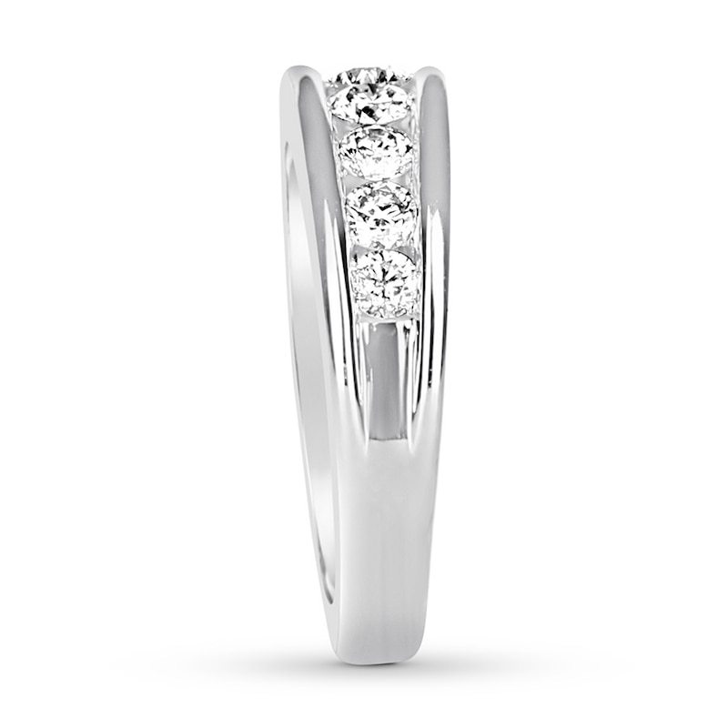 Diamond Wedding Band 1-1/5 ct tw Round-cut White Gold Plated