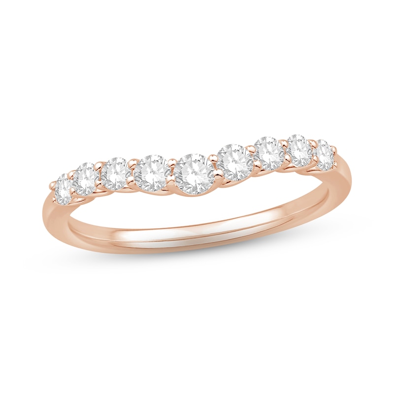 Diamond Contour Anniversary Ring 1/2 ct tw Round-cut Rose Gold Plated