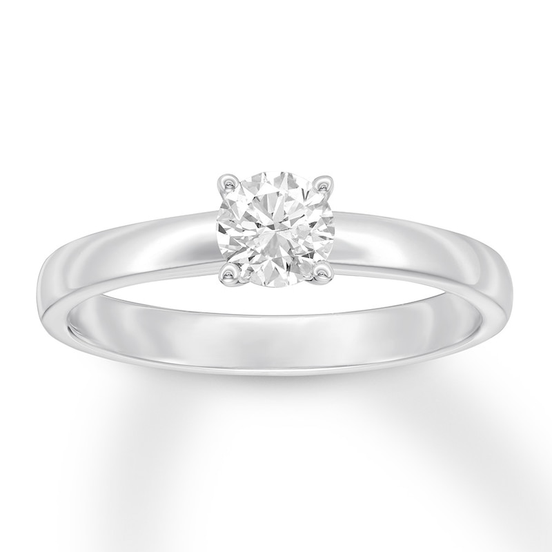 Certified Diamond Solitaire 1/2 Carat Round-cut White Gold Plated