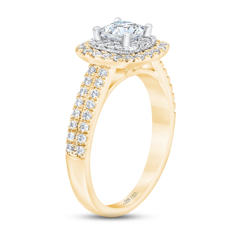THE LEO First Light Diamond Princess-Cut Engagement Ring 1 ct tw Two-Tone Gold Plated