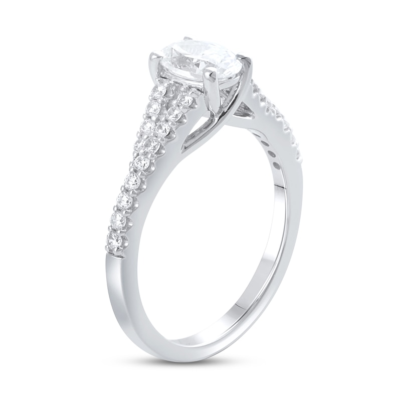 Lab-Created Diamonds by Oval-Cut Engagement Ring 1-1/4 ct tw White Gold Plated