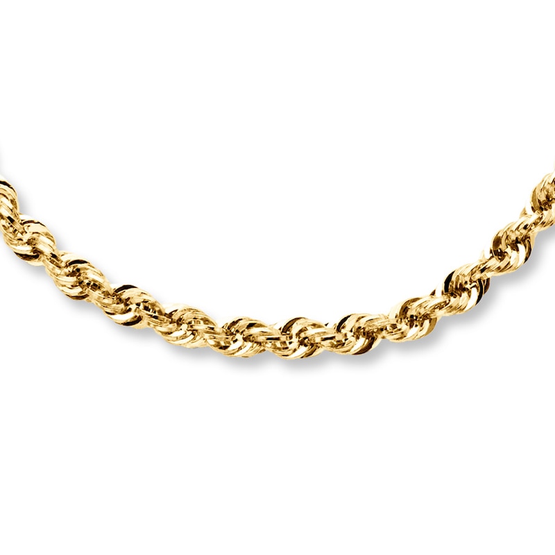 Hollow Rope Necklace Yellow Gold Plated 22"
