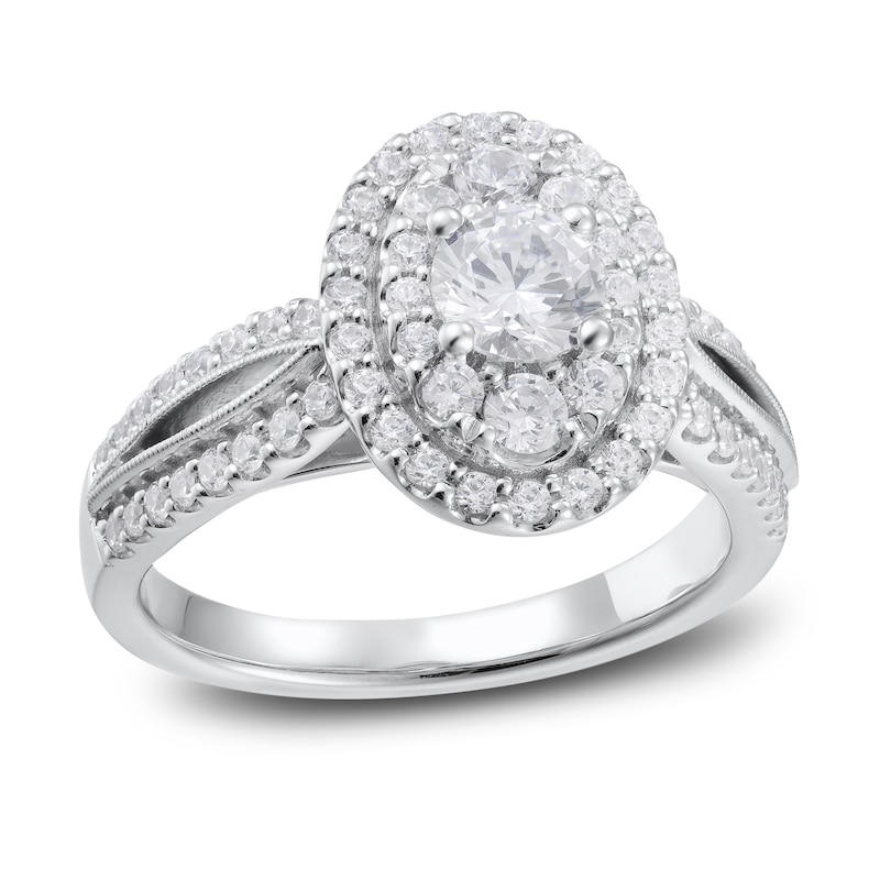 Diamond Engagement Ring 1-1/4 ct tw Round-cut White Gold Plated
